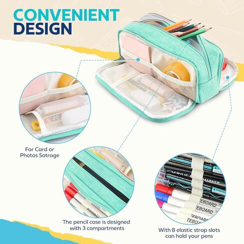 Mesh Pencil Case 3 Pack Clear Pency Pouch ، حقيبة قلم رصاص ، حقيبة مستحضرات التجميل التجميلية للمحفظة ، اللوازم المدرسية الأساسية للكلية (أسود) in Kuwait