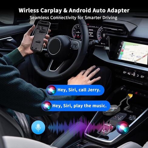 3-in-1 Wireless CarPlay Adapter, Android Auto Adapter USB A/C, Plug & Play Converter for Wired Carplay to Wireless, Fits for Cars from 2017+ & for iPhone iOS 10+ Android 11+ in Saudi Arabia