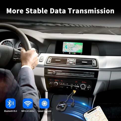 3-in-1 Wireless CarPlay Adapter, Android Auto Adapter USB A/C, Plug & Play Converter for Wired Carplay to Wireless, Fits for Cars from 2017+ & for iPhone iOS 10+ Android 11+ in Saudi Arabia