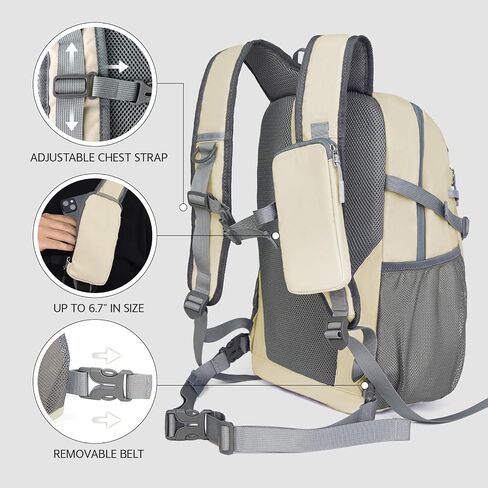 Small Hiking Backpack, 20L Lightweight Travel Backpack with Phone Pocket, Hiking Daypack for Women Men,Beige in Saudi Arabia