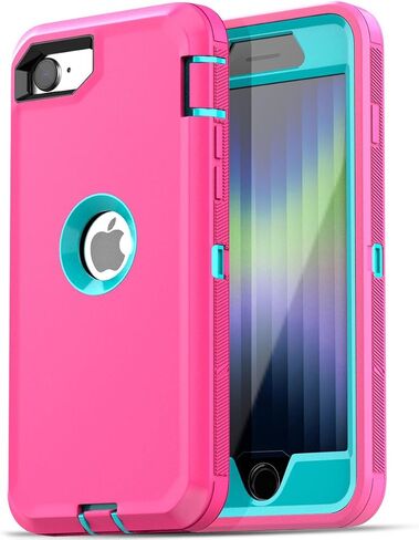 AICase for iPhone SE Case 3rd & 2nd Generation, for iPhone SE 2022/2020 Built-in Screen Protector Heavy Duty Protective Shockproof 3-Layer Full Body Rugged Phone Cover, Black in Saudi Arabia
