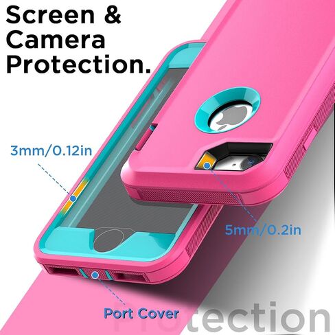 AICase for iPhone SE Case 3rd & 2nd Generation, for iPhone SE 2022/2020 Built-in Screen Protector Heavy Duty Protective Shockproof 3-Layer Full Body Rugged Phone Cover, Black in Saudi Arabia