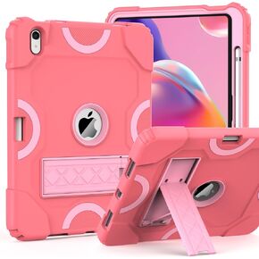 Grifobes for iPad A16 11th Generation 2025 / 10th Gen Case 2022, for 11 Inch / 10.9 Inch iPad Case with Pencil Holder Heavy Duty Rugged Protective Cover with Kickstand for Girls Kids Rose Pink