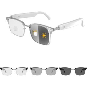 Bluetooth Audio Smart Glasses,Photochromic Sunglasses for Men and Women,Open Ear Sound Mic & Speakers