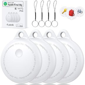Air Tags-4 Pack, Smart Bluetooth Tracker Work with Apple Find My, Key Finders and Find My Tracker, Game Changer Waterproof Smart Tag with Key Ring GPS Tracker Tag for Keys/Luggage/Wallet (White)