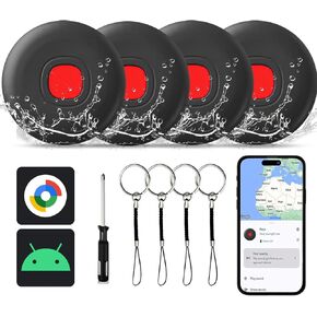 Android Tracker Tags, Smart Tags for Android, Google Certified/Works with Google's Find My/Luggage Tracker Android, Game Changer Waterproof Bluetooth Air Tags for Keys, Wallets, Suitcases, 4 Pack