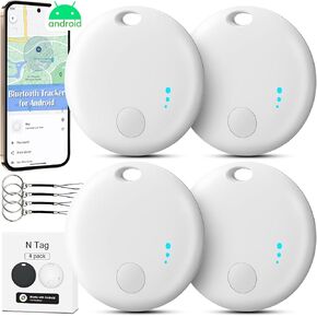 Bluetooth Tracker for Android, 4 Pack Item Finder Work with Google Find My Device App, Keys Finder and Item Locator for Keys Wallet Bags Pets ONLY Android, Smart Tracking Tag for Luggage, Backpack