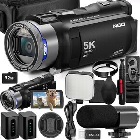5K Video Camera Camcorder Ultra 48MP Vlogging Camera for YouTube,16X Digital Zoom Camcorder 3.0" IPS 270° Flip Screen with Mic,Fill Light,2 Batteries and 32G SD Card(Black)