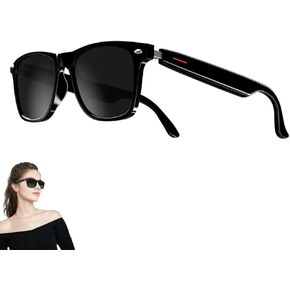 Smart Bluetooth Glasses,for Men & Women, Touch Control, Outdoor UV Protection and Voice Control, Hands-Free Calls (Black Sunglasses)