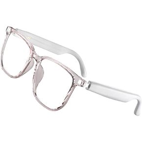 Smart Glasses for Women - Headphone Glasses with Built-in Speakers, HD Open-Ear Audio, Blue Light Filtering for Driving/Working/Streaming, Stylish Lightweight Frame with All-Day Comfort (White)