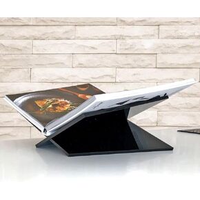 Large Acrylic Book Stand 9.5x12.5 Angeled | Reception, Kitchen Book Display | Modern, Transparent