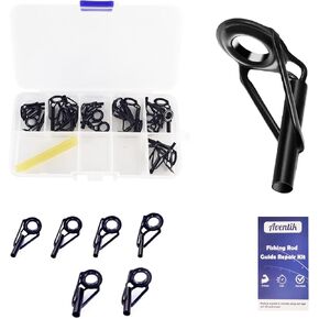 Aventik Fishing Rod Tip Repair Kit 26/30/35Pcs Stainless Rod Tip Guide Replacement Kit Multiple Sizes Fishing Rod Tip Eyelet Repair Kit Fishing Pole Repair Kit