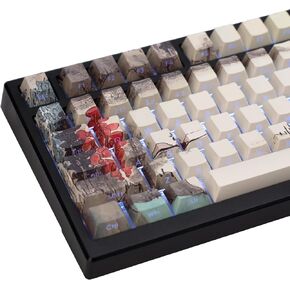 PBT Gradient Purple Keycaps Side Printed Keycaps Set Waterlily Shine Through Cherry Profile 130 Keys Dye-Sublimation Custom Keycaps for Cherry MX Switches Mechanical Gaming Keyboard