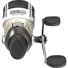 Zebco Bullet MG Spincast Fishing Reel, Size 30 Reel, Ultra-Lightweight Magnesium Body, Changeable Right- or Left-Hand Retrieve, Oversized Non-Slip Handle Knob, Dark Silver