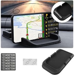 Dashboard Cell Phone Holder Anti Slip Mat,Multi-Functional Dual-Slot Dash Phone Holder for Car Mat with Number Plate,Universal Car Dashboard Phone Holder Mat Car Accessories Interior