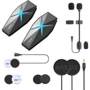 F1 Motorcycle Bluetooth Headset 2 Set, with Extra Audio & Microphone Kit
