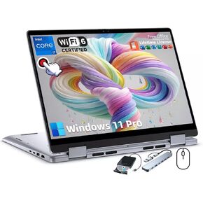 Dell Inspiron 2-in-1 Touchscreen Business Laptop - with Office Lifetime • 14" FHD+ Display • Intel 10-Core 7 150U CPU • Backlit Keyboard • Fingerprint • Webcam, Win 11 Pro (64GB DDR5 RAM | 2TB SSD)