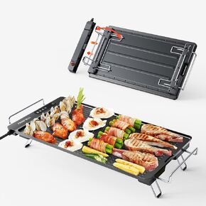 Pro Electric Griddle with Smart Detachable Control Panel – IPX9 Waterproof, Dishwasher-Safe Die-Cast Flat Top Grill, Non-Toxic Dual-Texture Nonstick Griddle Plate, 1300W 10x18"for Easy Cooking