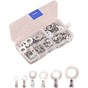 150 Pcs Silver O-Type Wire Crimp Copper Terminal Connerctor Kit, Cable Ring Terminal, Ring Cable Lugs Copper Lugs, Ring Terminals Connectors Assortment Kit M3 M4 M5 M6 M8 M10