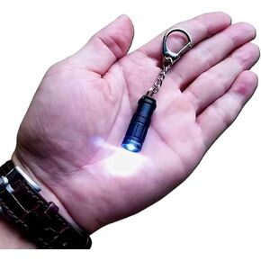 e1 Smallest Super Tiny Keychain Flashlight, Mini Bright Key Ring Light Torch for EDC Emergency Dog Walking Sleeping Reading Gift for Student Kids or Parents (e1-Steel Fire color)