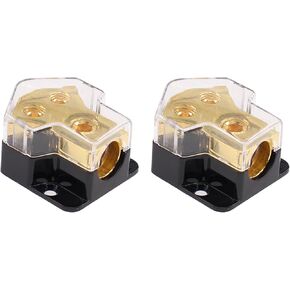 ApplianPar Pack of 2 0/2/4 Gauge in 4/8/10 Gauge Out Amp 2 Way Outputs Power Distribution Block Fuse Holder for Car Audio Splitter