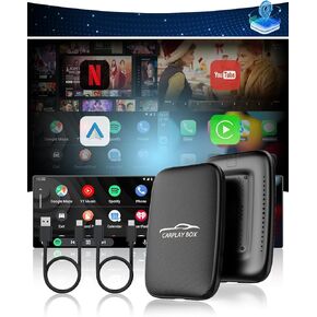 5 في 1 محول Carplay اللاسلكي مع Netflix Youtube ، 2025 جديد Carplay Wireless & Android Auto يحول سلكية إلى Carplay Dongle Dongle Magic Carplay Ai Box Phideo for iPhone/Android