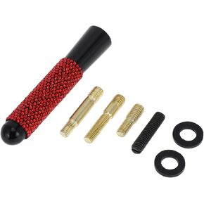 1 Set Universal Car Signal Antenna 3.15" Bling Rhinestone Polished Finish Antenna for Decoration Aluminum Alloy Material Red