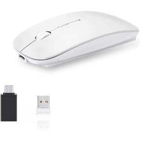 الماوس المزدوج اللاسلكي بلوتوث ، الماوس القابل لإعادة الشحن لـ MAC/Windows/Android اللوحي ، الماوس اللاسلكي Bluetooth لـ iPad/Mac/Laptop/PC/Computer ، 2.4 جرام لاسلكي ماوس لسطح المكتب/الكمبيوتر المحمول (رمادي) in Kuwait