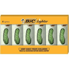 BIC Maxi Pocket Lighter, Special Edition Pickle Collection, Assorted Unique Lighter Designs, 6 Count Pack of Lighters