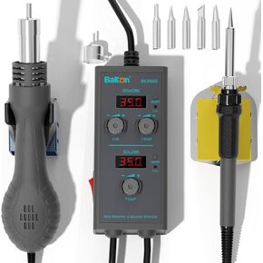 BK858E محطة لحام الهواء الساخن ، 2 في 1 SMD لحام البندقية والورون ، محطة إعادة صياغة الهواء الساخن للإلكترونيات المحمولة درجة حرارة درجة حرارة ، نوم تلقائي