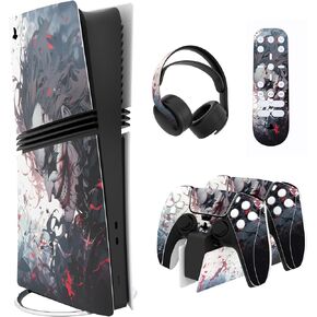 PlayVital Full Set Skin Stickers for ps5 Pro Console Digital & Disc, Vinyl Decal Wrap Accessories for ps5 Controller & Headset & Charging Station & Media Remote, Killing Clown