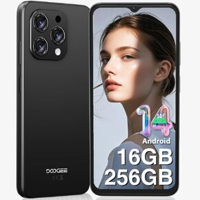 DOOGEE N55 Pro Cell Phones Unlocked [2025], Android 14 Cell Phone, 16GB RAM+256GB ROM Smartphone, 1TB Expandable, Octa Core, 6.56 HD+90 Hz, 5150mAh Battery, 13MP+8MP, Widevine L1, OTG/GPS/Face ID