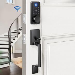 Smart Fingerprint Door Lock Set with APP Control – Keyless Entry, Auto Lock, Electronic Keypad & 2 Lever Handles for Home, Apartment, or Office