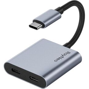 RayNeo USB-C to Glasses Charging Adapter, Charge and Play, Compatible with Switch 2, Steam Deck, ROG Ally, PS4/5, Xbox, Mac mini, Laptop, Support 100W PD Charging and 4K@60 Hz Compatible.