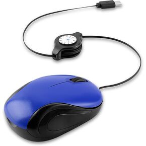 Type-C Wired Mini Mouse, 1000 DPI Optical Computer Mouse with Small Travel Mice Retractable Cable, Right or Left Hand Use, 2.3 FT Cord,Plug & Play for PC, Mac, Laptop (USB)