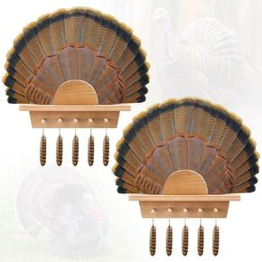 2 Pcs Turkey Fan Mount Kit 13.77 Inch Wooden Turkey Hunting Accessories Turkey Beard Mounting Kit Easy to Assemble Trophy Mount Kit for Home Decor