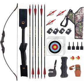 Tianqi Archery Recurve Bow for Adult Beginner, Left and Right Handed Recurve Bow and Arrow 20-40lbs Takedown Bow Set Easy to Assemble