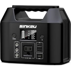SinKeu Portable Power Station 122.8Wh, LiFePO4 Battery Solar Generator for Home Use, 150W Power Bank with AC Outlet for Camping, RV, Emergency Backup