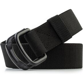 Elastic Belts, Tactical Nylon Canvas Belt Military Heavy Duty Sports Belts with Double D-Ring Buckle 1.5 Inch Webbing