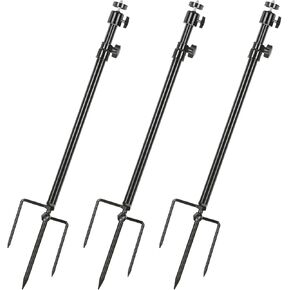 3 Pack Ground Stake Mount Stand, 360° Adjustable Universal Thread Connection 1/4''-20 (6 mm) Foldable Stainless Steel Bracket for Outdoor Security Cameras, Solar Panels & Fishing Lights