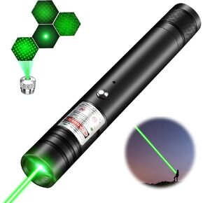 Flashlight with Green Laser Pointer, Rechargeable Laser Pointer High Power for TV/LED/LCD Screens, Outdoor Uses, Adventure, Professional Business Gifts