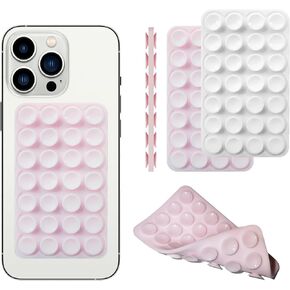 Silicone Double-Sided Suction Phone Grip Detachable Mount - Car Dashboard/Shower Phone Holder, Hands-Free For Selfies & Videos, TikTok/ASMR/Yoga - iphone & Android Compatible (3.74"x2.2", Baby Pink) in Saudi Arabia