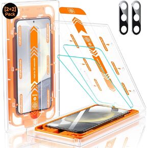 MRGLAS 2+2 Packs for Samsung Galaxy S25 Ultra Screen Protector 6.9'' with Camera Lens Protector [Auto-Dust Removal] [100% Fingerprint Unlock] HD 9H Tempered Glass 10X Military Protection, Zero-Bubble