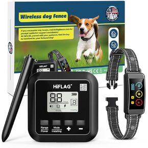 2024 AI Technology Rechargeable Wireless Dog Fence System Electric Dog Fence Pet Containment System More Than 1 Acre Adjustable Vibration & Shock (Black)