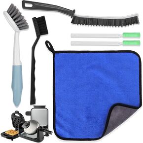 XANGNIER 6 Pcs Waffle Makers Clean Brush Kit for Belgian/Classic/Flip/Mini and All Iron Models - Non-Scratch Grid Brush emove Sticky Batter/Burnt Residue - Deep Clean Tool for Waffle Makers