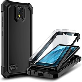 Designed for Hot Pepper Panca Phone Case with [Tempered Glass Screen Protector], Full-Body Protective Shockproof Rugged Bumper Cover Case (Black)