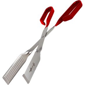 Grill Tongs, Shark BBQ Heavy Duty, Long Reach, Grilling Tongs for Kitchen and Outdoor Barbecue: Expert Craftsmanship and Durability Demanded by Professionals (Red)