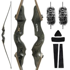 35 LBS Black Hunter Archery Takedown Bow Longbow with Black Bow Silencers Set