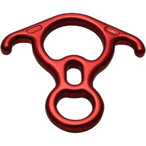 50KN Rescue Figure, 8 Descender Large Bent-Ear Belaying and Rappelling Gear Belay Device Climbing for Rock Climbing Peak Rescue Aluminum Magnesium Alloy (Red)