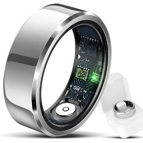 Smart Ring for Men & Women, Wellness & Fitness Tracker with Sleep/Step/Heart Rate/Blood Oxygen/Calorie Counter, IP68 Waterproof Wearable Ring for iOS Android Silver #09